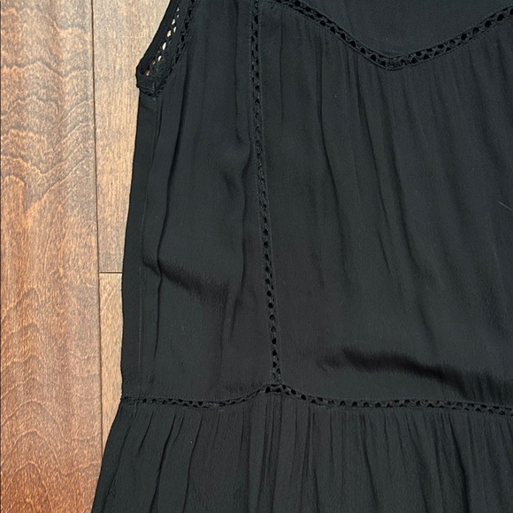 Scotch & Soda Paradise Cove Black Maxi Dress with Open Crochet Lace Trim, Size 6 - Picture 5 of 16